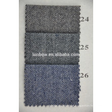 Tecido de jaqueta casual semi-worsted lã algodão poliéster herringbone